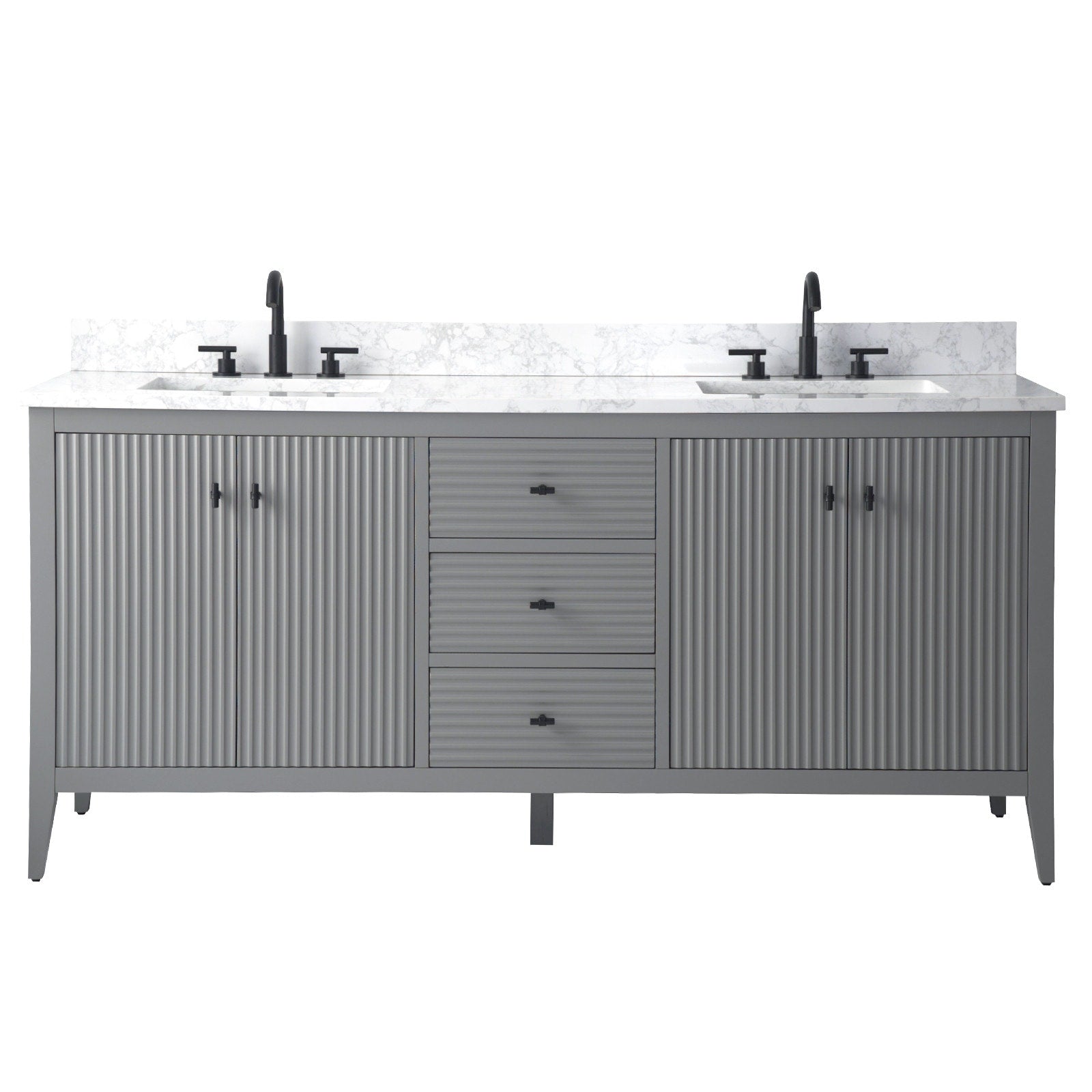 Meuble-lavabo de salle de bain Vanity Art 72 po à double vasque avec dessus en marbre reconstitué