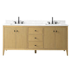 Meuble-lavabo de salle de bain Vanity Art 72 po à double vasque avec dessus en marbre reconstitué