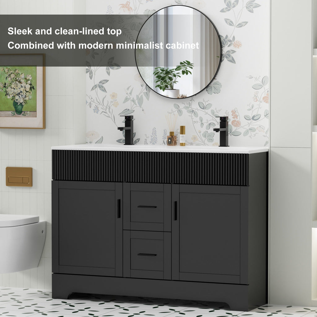 Meuble-lavabo de salle de bain Wavy Line 30/36/48 avec évier et robinet