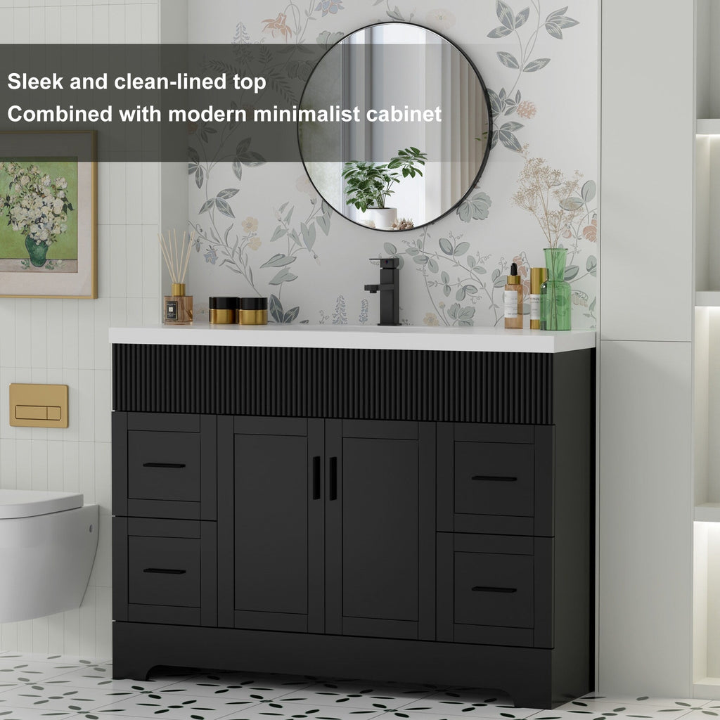 Meuble-lavabo de salle de bain Wavy Line 30/36/48 avec évier et robinet