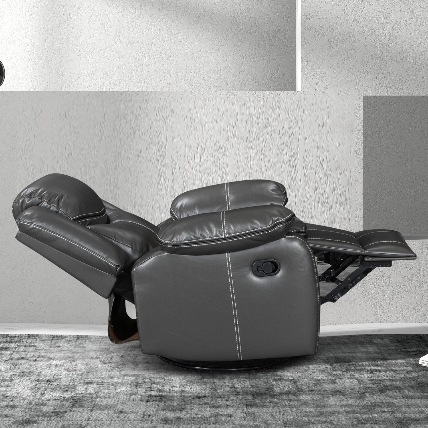 Fauteuil inclinable massant et chauffant en cuir, assise large et durable