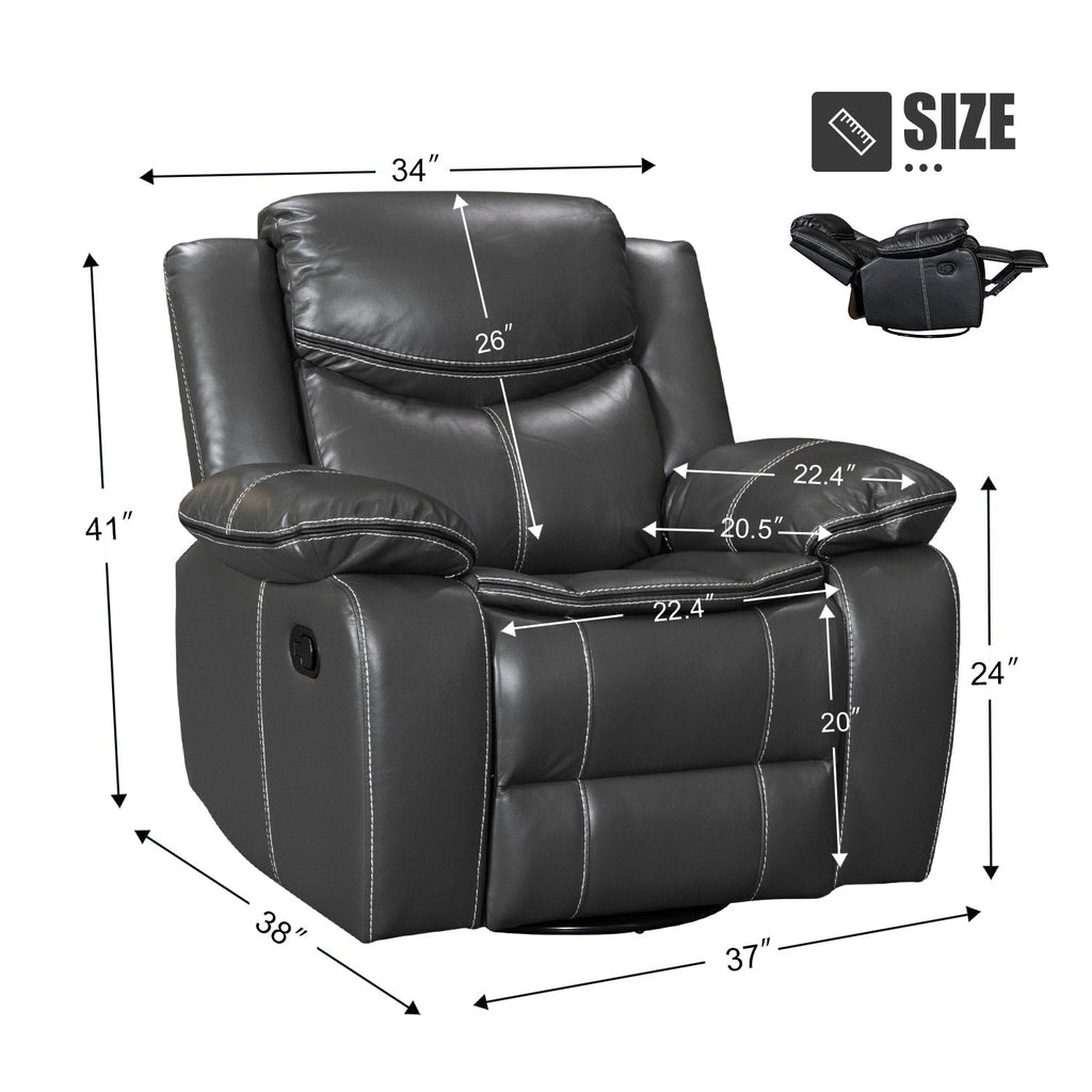 Fauteuil inclinable massant et chauffant en cuir, assise large et durable